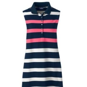 Lands End Sleeveless Polo Dress Rose Petal Stripe
